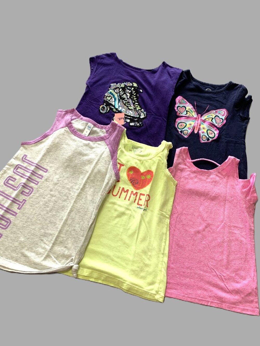 5 Girls Tank Top Bundle Sequin Girly Colorful School Size 7/8